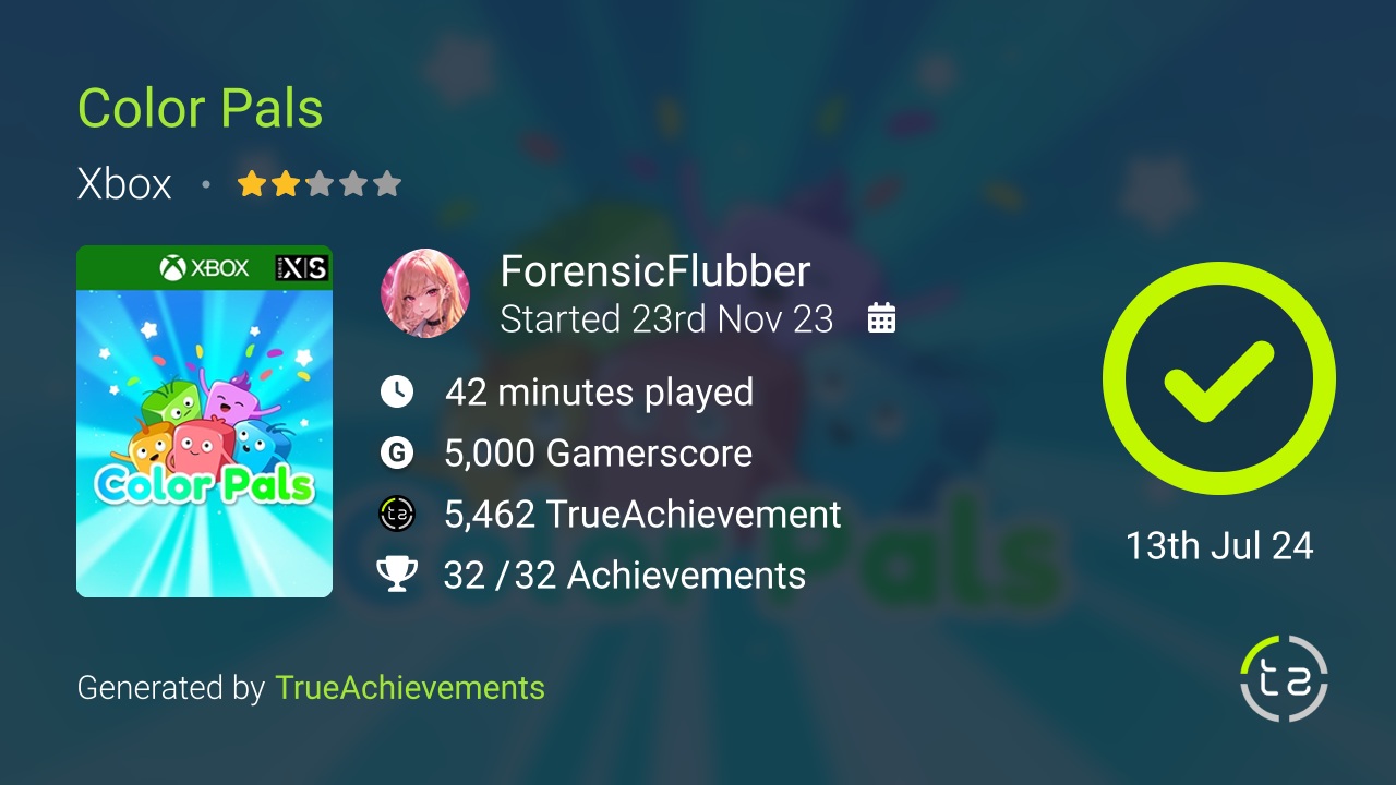 Color Pals achievement summary